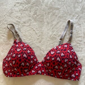 Victoria's Secret Pink and Black Heart Pattern T-shirt Bra